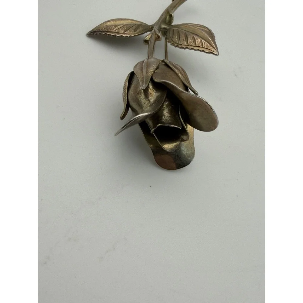 Rose Flower Floral Brooch Gold Tone Vintage 3